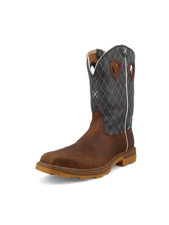 Adult Male 12in UltraLite X Work Boots, Color: Brown & Dark Electric Blue, Size: 11, Width: D