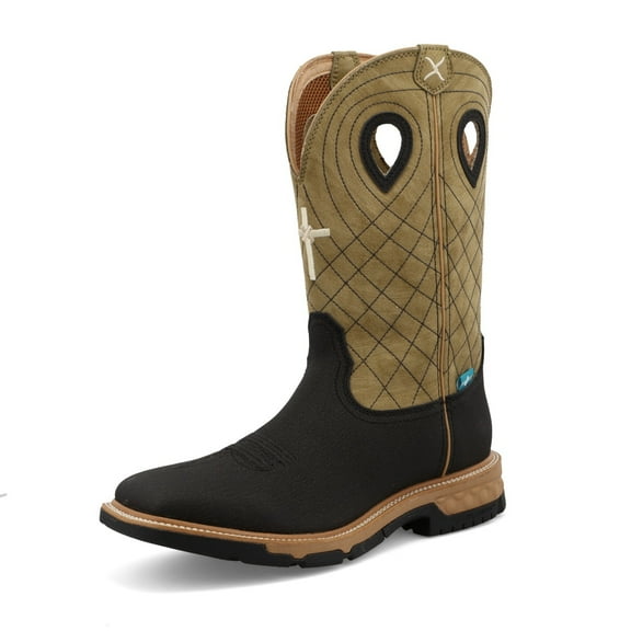 TWISTED X Adult Male 12in Western Charcoal/Kiwi Work Boots, Size: 11.5, Width: D