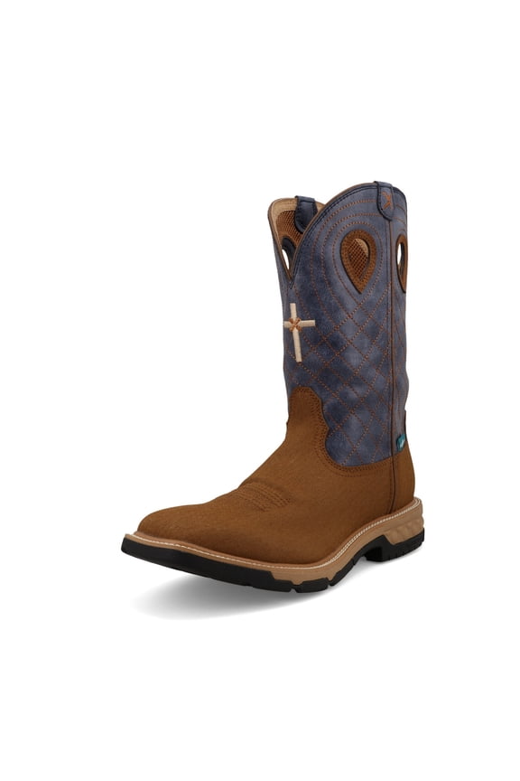 Adult Male 12in Western Clay/Peacock Work Boots, Size: 11, Width: EE