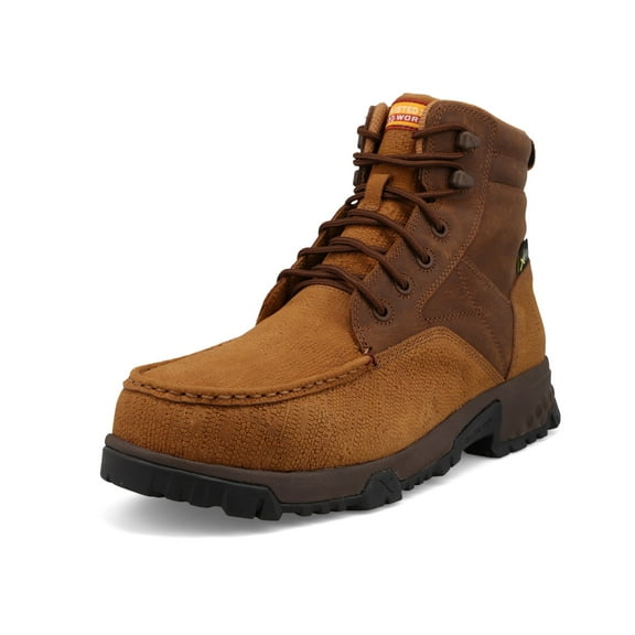 TWISTED X Men's 6in Work Boots, Color: Amber Brown & Distressed Saddle, Size: 10, Width: W