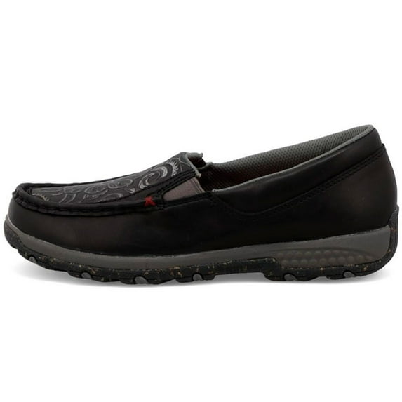 TWISTED X   Female Slip-On Driving Moccasins, Color: Black & Tooled Black, Size: 8, Width: M
