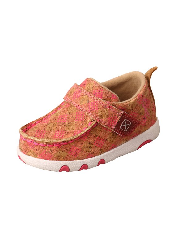 Infant Female Driving Moc, Color: Tan & Pink, Size: 4, Width: M