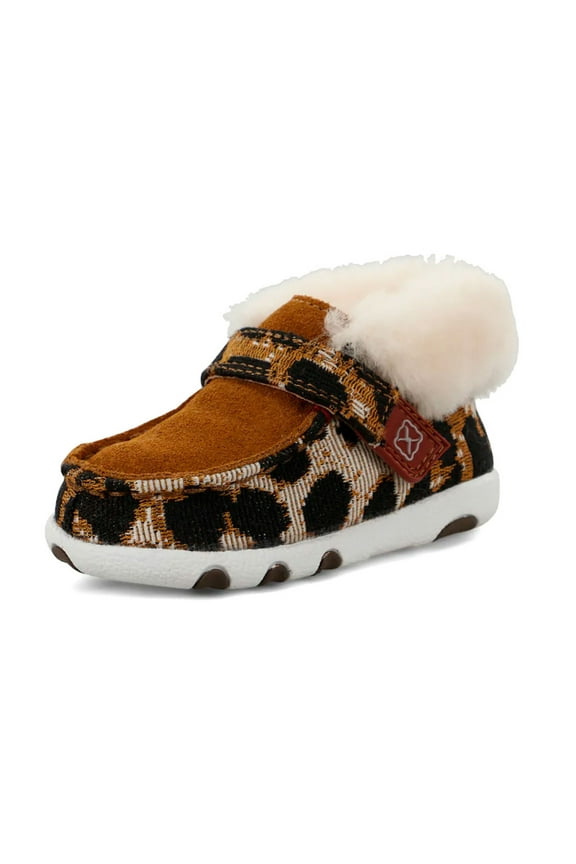 Infant Unisex Driving Moccasins, Color: Tan & Cheetah, Size: 7, Width: M