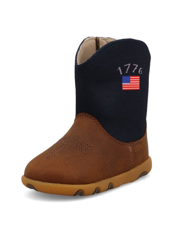 Infant's Driving Moc Mocha/Navy/American Flag Boots, Size: 2 (ICA0052-M-02)