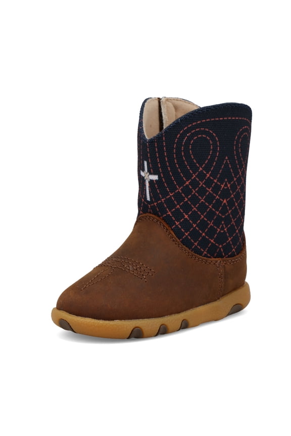 Infant Driving Moc Boots, Color: Mocha/Navy, Size: 7