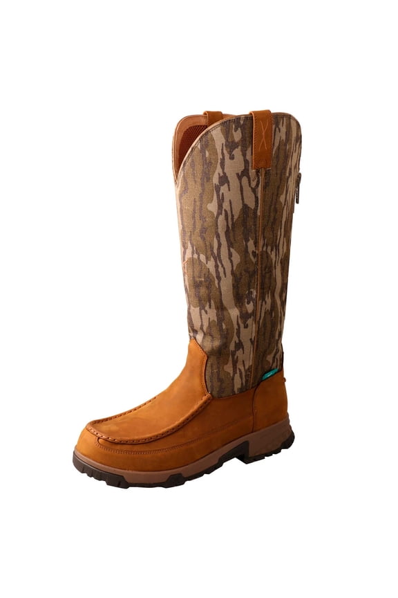 Adult Male 17in Snake Mossy Oak Bottomland Camo/Brown Boots, Size: 10, Width: M
