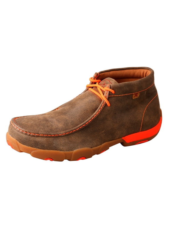 Male Work Steel Toe Chukka Driving Moccasins, Bomber/Neon Orange, Size: 9.5, Width: M