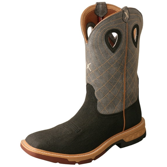 TWISTED X Male 12" Western Rubberized Brown/Gray Work Boots with CellStretch, Size: 11.5, Width: EE