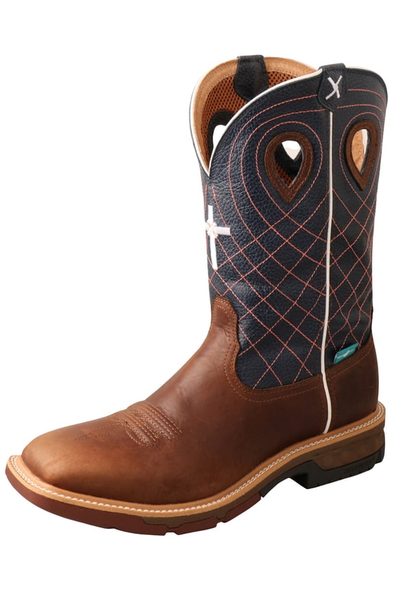 Men's Waterproof Cellstretch Western Work Boot Soft Toe Brown 10 EE US