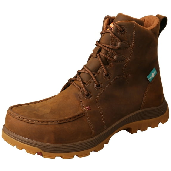 TWISTED X Men's 6" Work Oblique Toe Boot, Color: Distressed Saddle, Size: 12, Width: M (MFSWNW1-M-12)