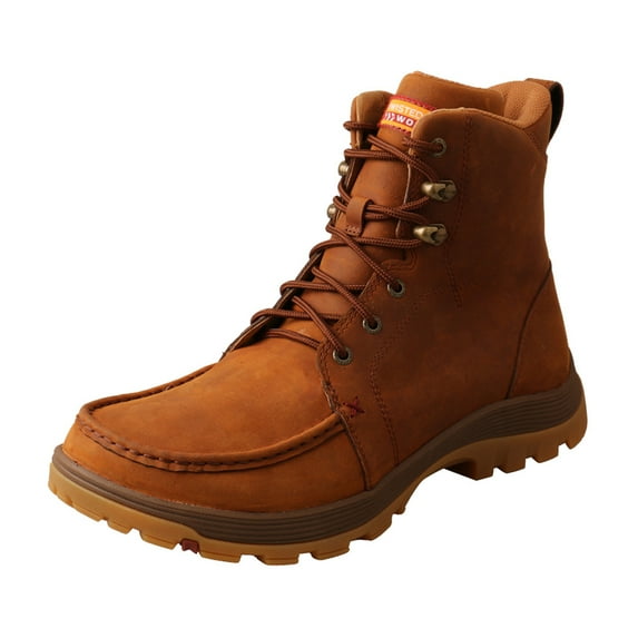 TWISTED X Men's 6in Work Oblique Toe Boot, Color: Oiled Saddle, Size: 12, Width: W