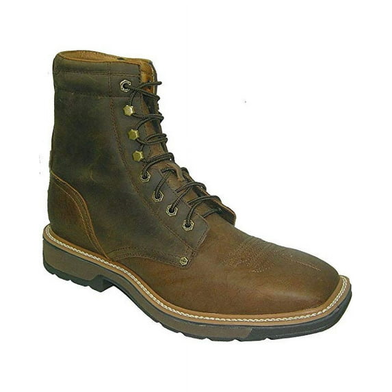 TWISTED X Men's Lite Cowboy Lacer Workboot, Color: Distressed Saddle/Distressed, Size: 9, Width: EE (MLCSL01-9-EE0