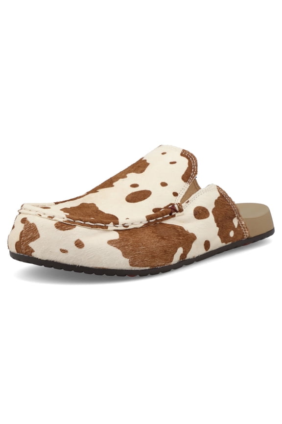 Women's Mule Women's Mules, Color: Brown/White Cowhide, Size: 7-M