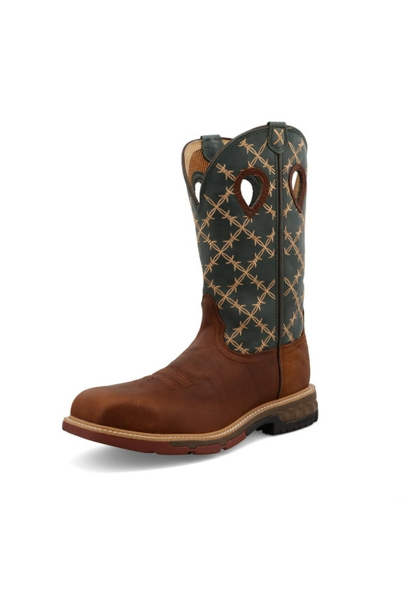 Adult Male Western Work Boots, Color: Mocha & Slate, Size: 13, Width: D