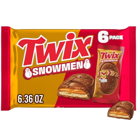 Twix Caramel Cookie Snowmen Christmas Candy Bars -6 Ct Pack