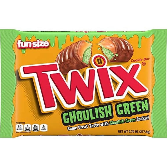 TWIX Ghoulish Green Caramel Cookie Fun Size Halloween Chocolate Bars, 9.8 oz Bag
