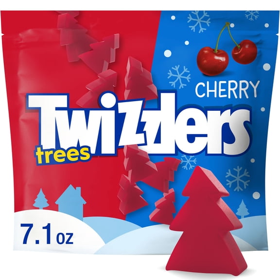 TWIZZLERS Cherry Flavored Trees Chewy, Christmas Candy Bag, 7.1 oz