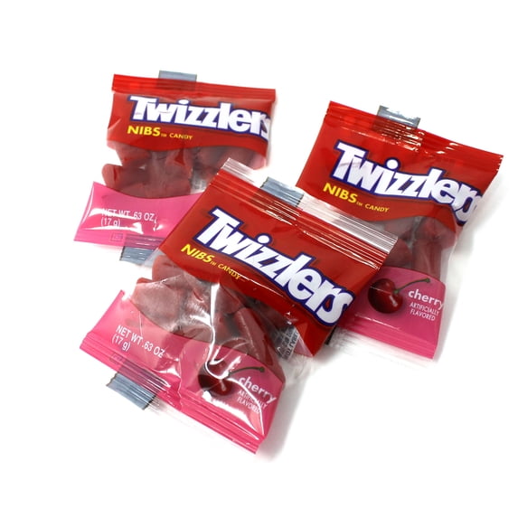 TWIZZLERS Cherry Nibs Candy Snack Size 0.63 Ounce Pouch, 5 pounds bag