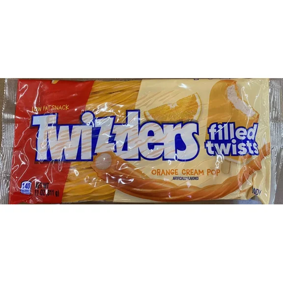 TWIZZLERS FILLED Twists ORANGE CREAM POP Candy Licorice 11 oz Bag