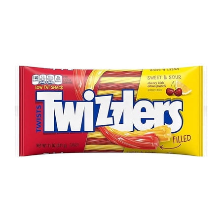 Twizzlers Filled Twists Sweet & Sour Flavored Licorice Candy