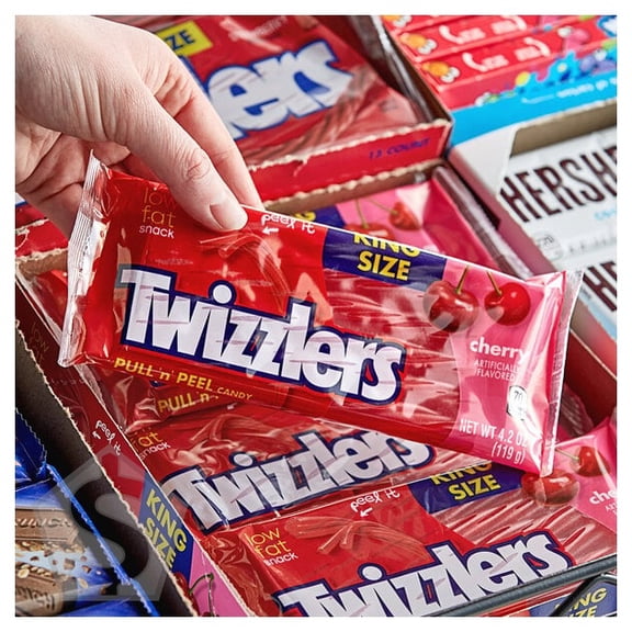 TWIZZLERS King Size Pull n' Peel Cherry Licorice 4.2 oz. - 15/Box