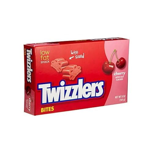 TWIZZLERS Licorice Candy, Cherry, Bites, 5 Ounce (Pack of 12)