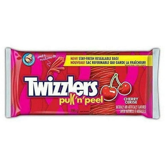 TWIZZLERS Licorice Candy, Cherry Pull N' Peel, Party Pack, 396 Gram