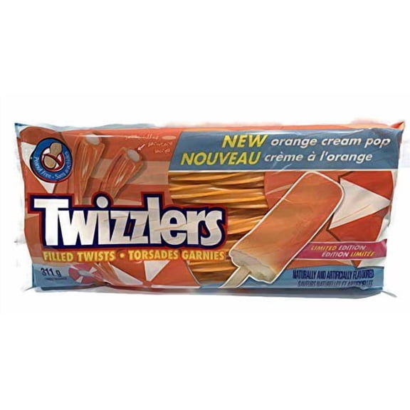 TWIZZLERS Orange Cream Pop Filled Twists Candy Licorice 11oz