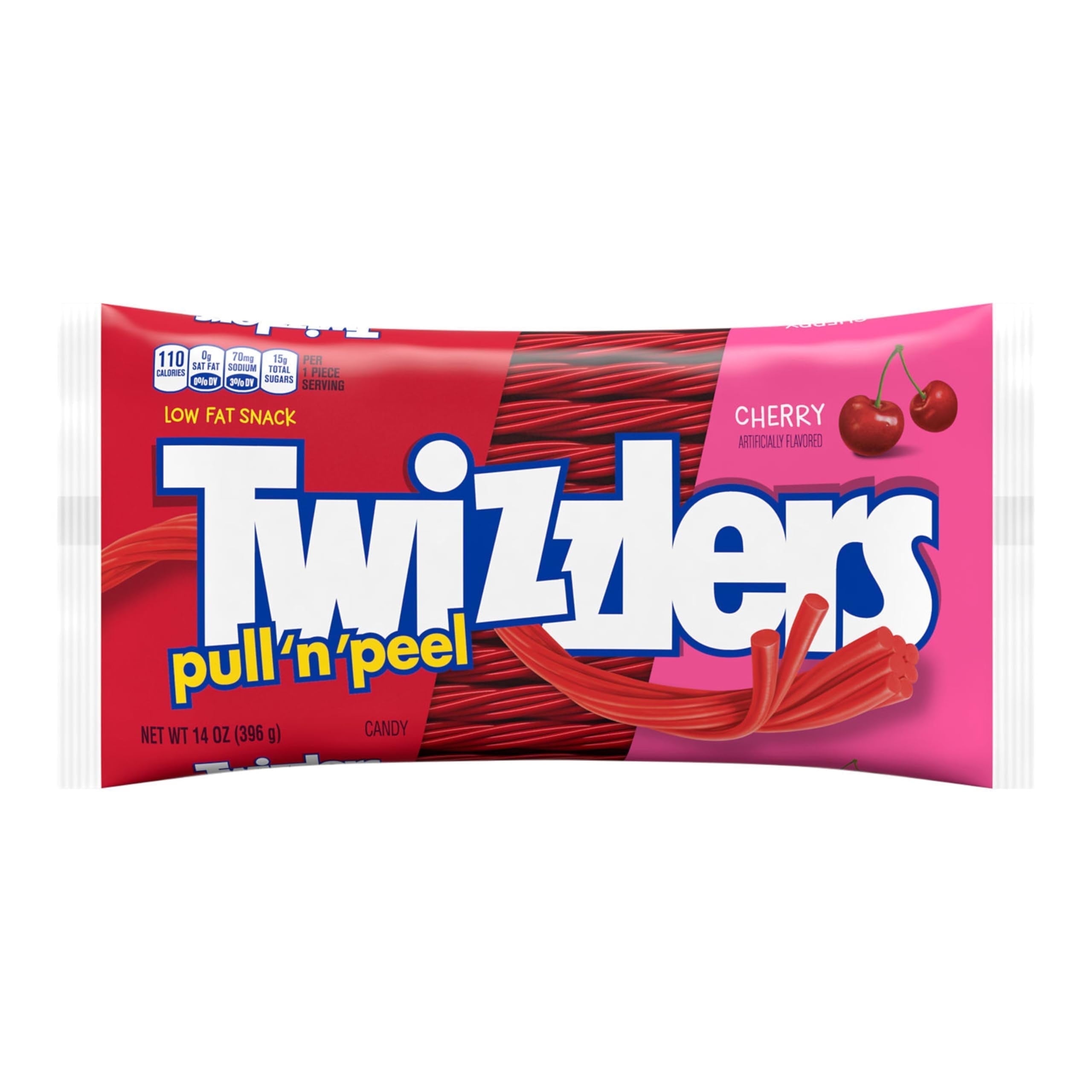 Twizzlers Pull N Peel Cherry Flavored Licorice Style, Low Fat Candy Bag, 14 Oz Packaging May Vary