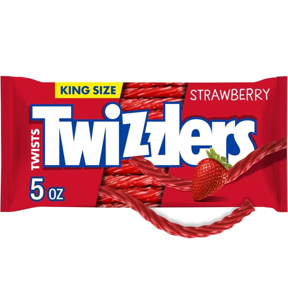 TWIZZLERS Twists Strawberry Flavored King Size Licorice Style, Candy Bag, 5 oz