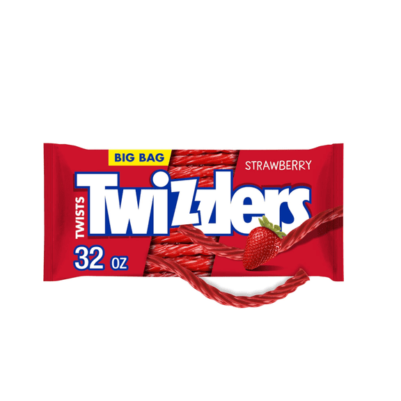 TWIZZLERS Twists Strawberry Flavored Licorice Style, Chewy Candy Big Bag, 32 oz
