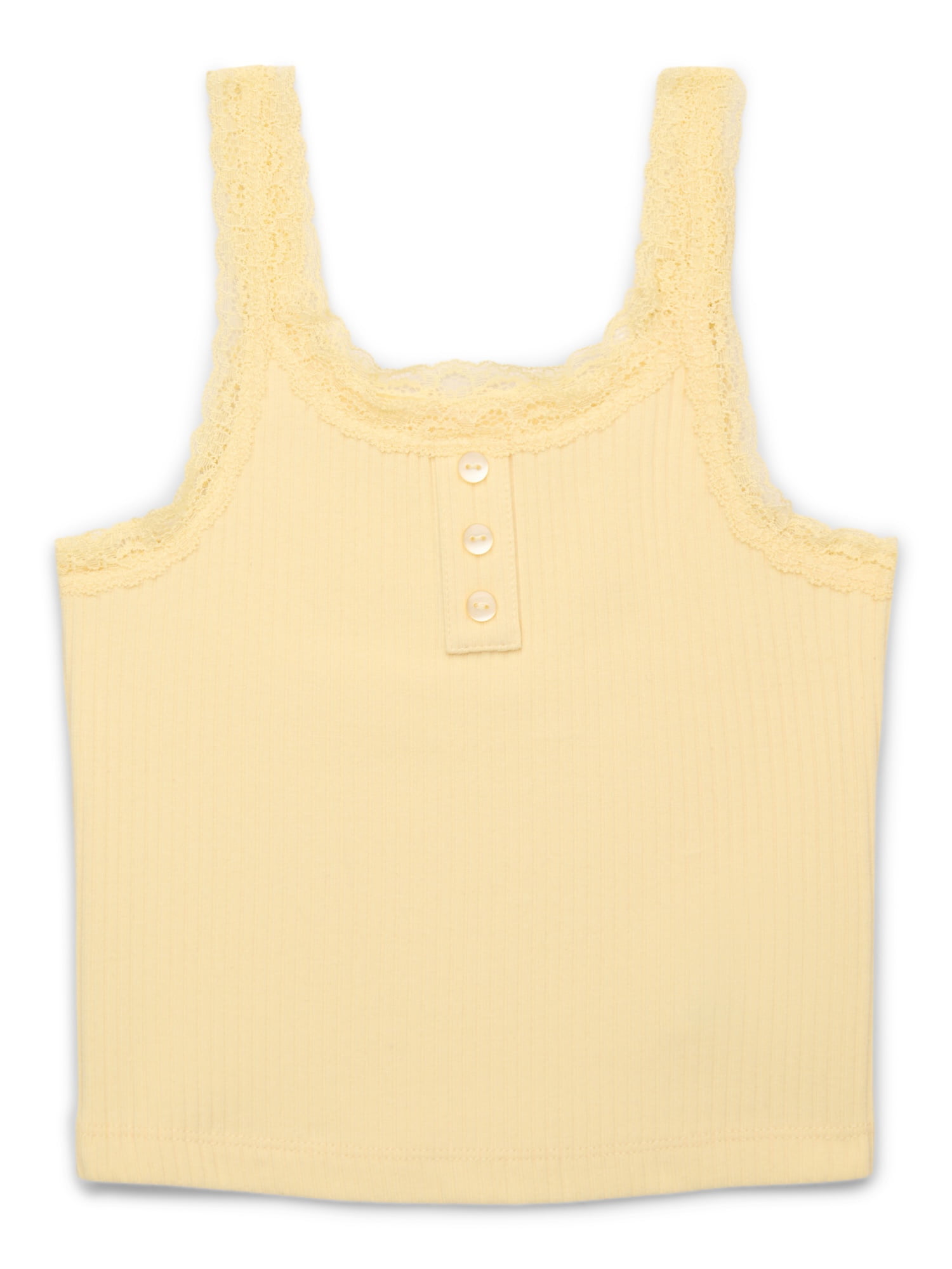 Wonder Nation Tween Girls Henley Tank Top with Lace Trim, Sizes 4-18