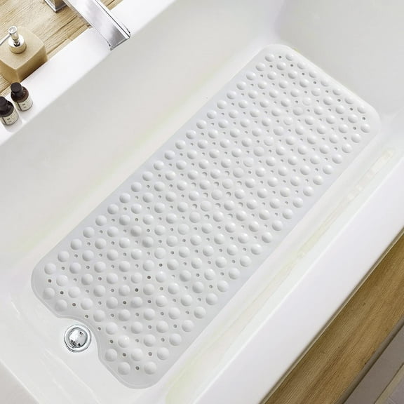 TWO 9 HOME Non-Slip Bathtub Mat 40"x16" | Antibacterial & Quick-Dry
