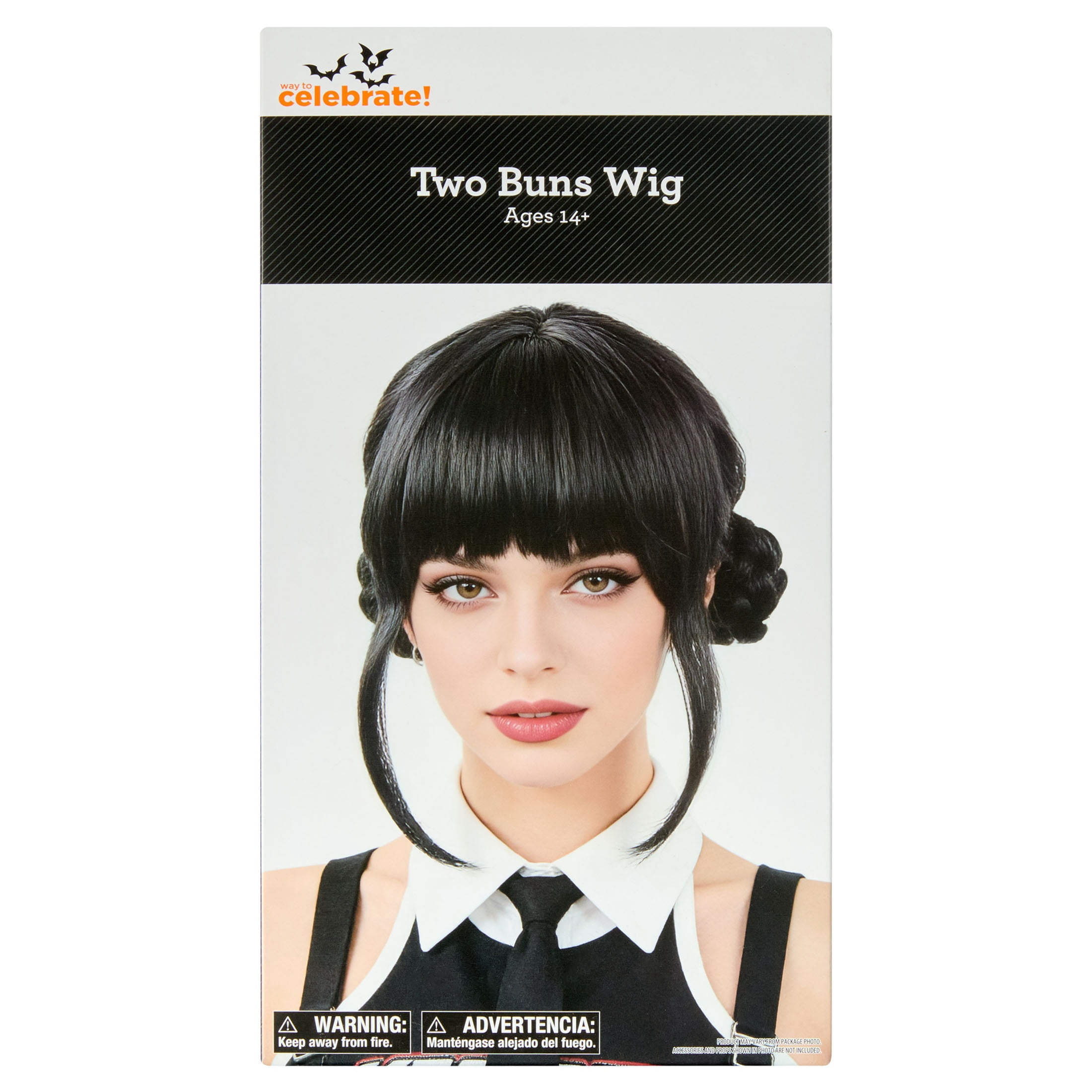 Two Buns Wig Costume Accessory for Adults, Black, Halloween by Way To Celebrate