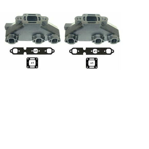TWO Cast Iron Exhaust Manifolds Compatible with Mercruiser 4.3 V6 engines 1983-2002, Replaces Part Numbers 99745, 99746, 99746A8, and 99746A17 by FASWORX