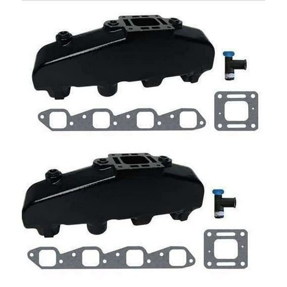 TWO Cast Iron Exhaust Manifolds Compatible with Mercruiser 7.4L, 8.2L, 454, 502 Engines by FASWORX