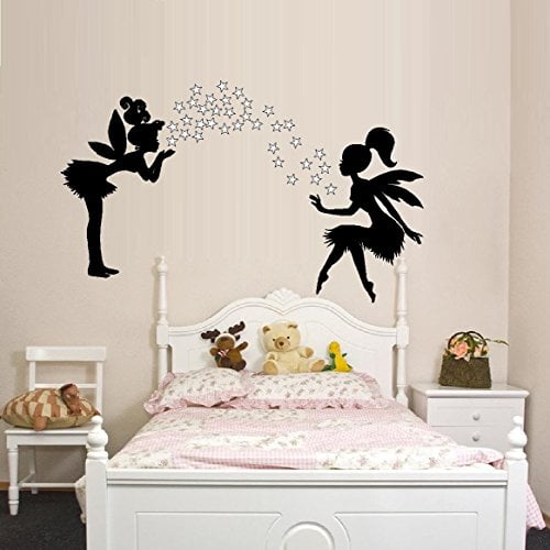 TWO FAIRIES WITH STARS #3 ~ WALL  TWO FAIRIES, AND WHT STARS ea. 13" X 20"