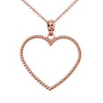 thumbnail image 1 of TWO SIDED BEADED OPEN HEART PENDANT NECKLACE IN ROSE GOLD (1.1") :  10K  Pendant with 16" chain, 1 of 1