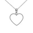thumbnail image 1 of TWO SIDED BEADED OPEN HEART PENDANT NECKLACE IN STERLING SILVER (0.9") - Pendant with 18" chain, 1 of 1
