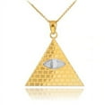 thumbnail image 1 of TWO-TONE GOLD EGYPTIAN PYRAMID WITH ALL-SEEING EYE OF HORUS PENDANT NECKLACE :  14K  Pendant with 18" chain, 1 of 1
