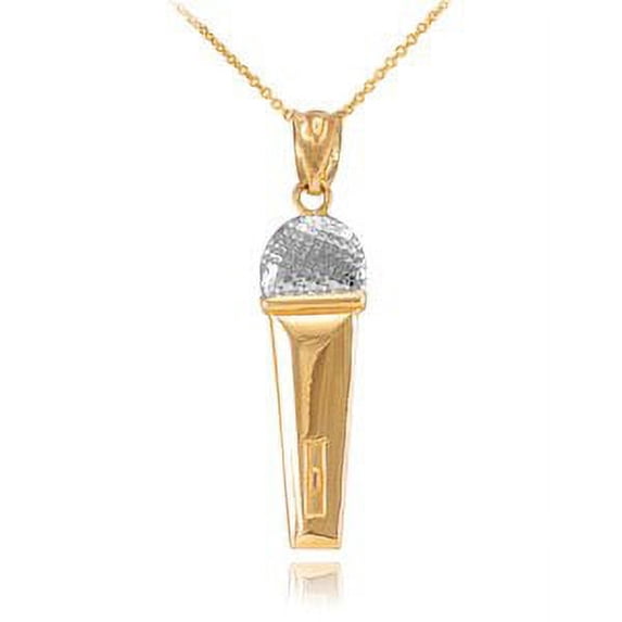 TWO-TONE GOLD MICROPHONE PENDANT NECKLACE : 14K Pendant with 20" chain