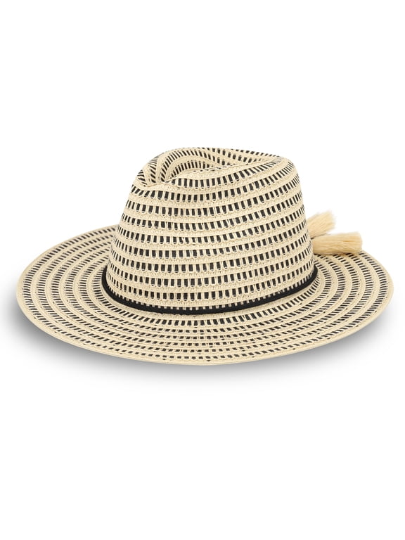Women's Two-Tone Panama Sunhat with Fringe