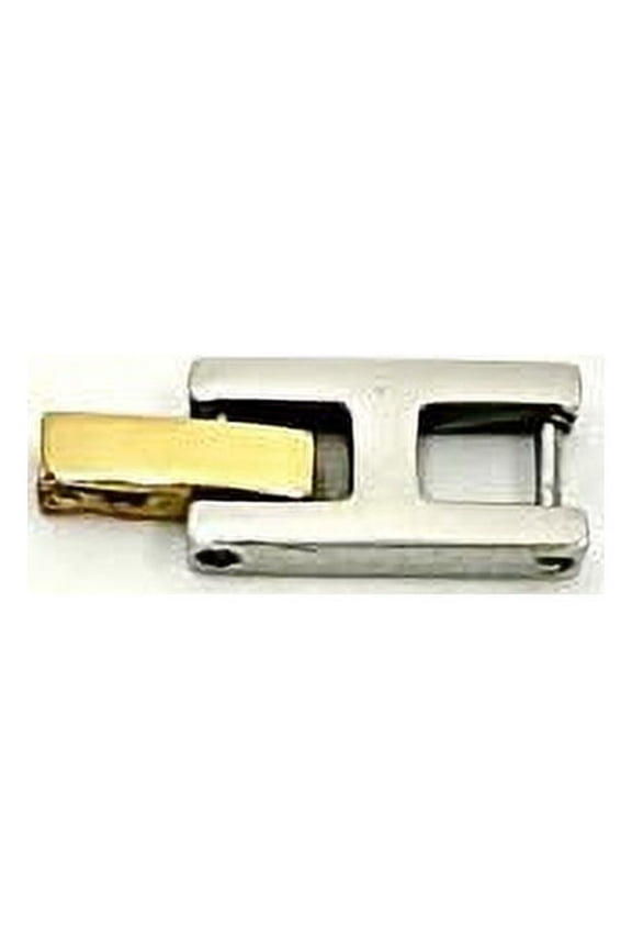 TWO-TONE STAINLESS STEEL FOLD OVER CLASP WOMENS WATCH BRACELET EXTENDER LINK 7mm WIDE/TONGUE IS 3MM WIDE/MEASURE YOUR ITEM :)