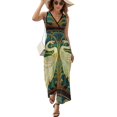 thumbnail image 1 of TWO WHITE SWANS AMONG REEDS IN BLUE Art Nouveau Animals Sleeveless Dress Women's skirt, 1 of 6