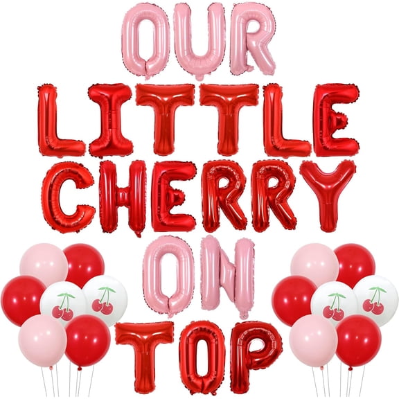 TWO WILD Cherry Birthday Decorations Our Little Cherry on Top Balloon Banner Cherry Baby Shower with Cherry Balloon Our Little Cherry on Top Decor for Pink Red Cherry Sweet One Birthday Baby Shower