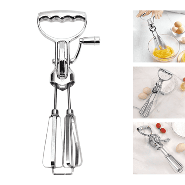 TWOCOOL Hand Crank Egg Beater, Stainless Steel Egg Beaters, Double Head Rotary Hand Mixer Whisk for Kitchen, Baking Tool, Cake Mixing Utensil