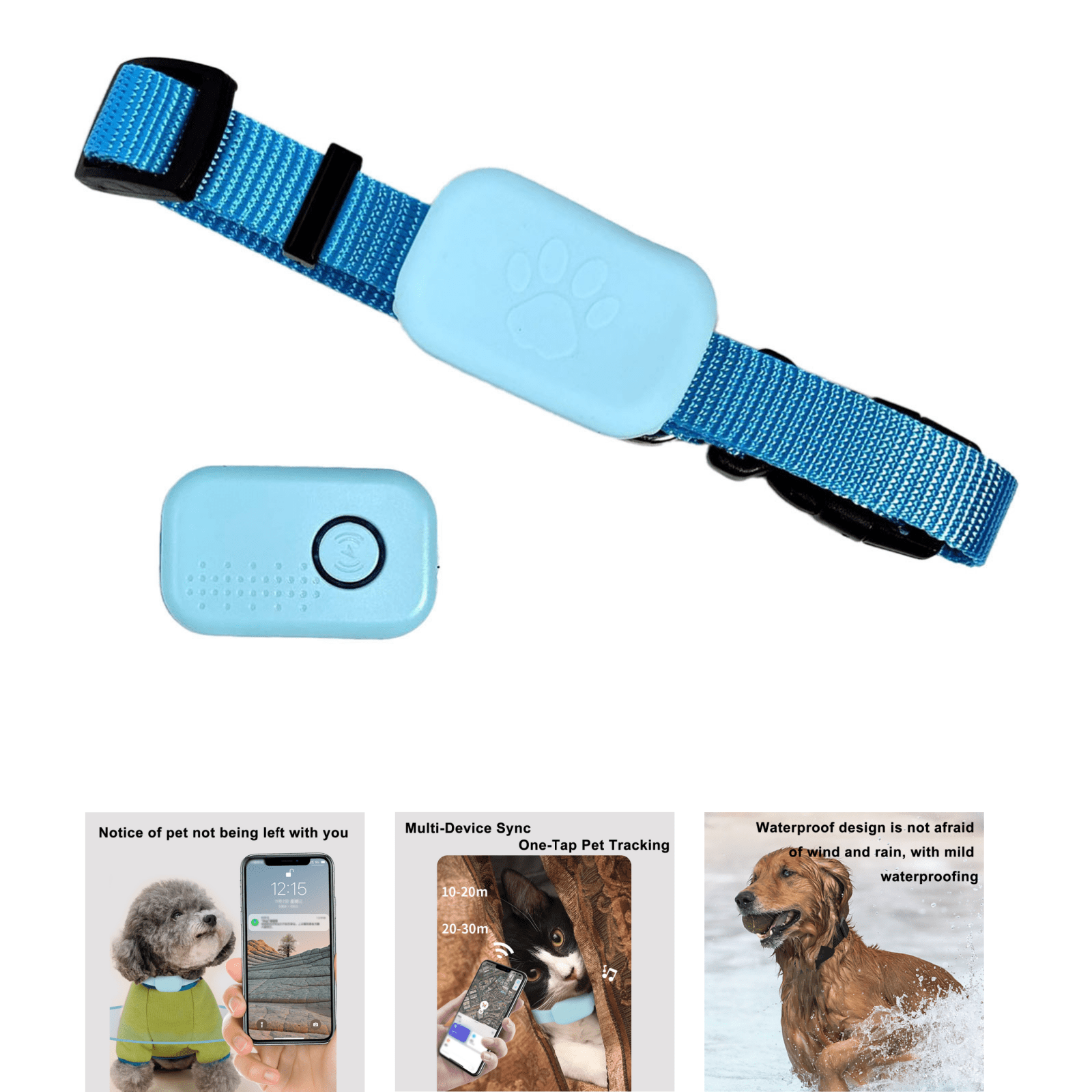Tractive GPS Tracker for Dogs ダークブルー Tractive Water-Resistant GPS Dog Tracker with Activity