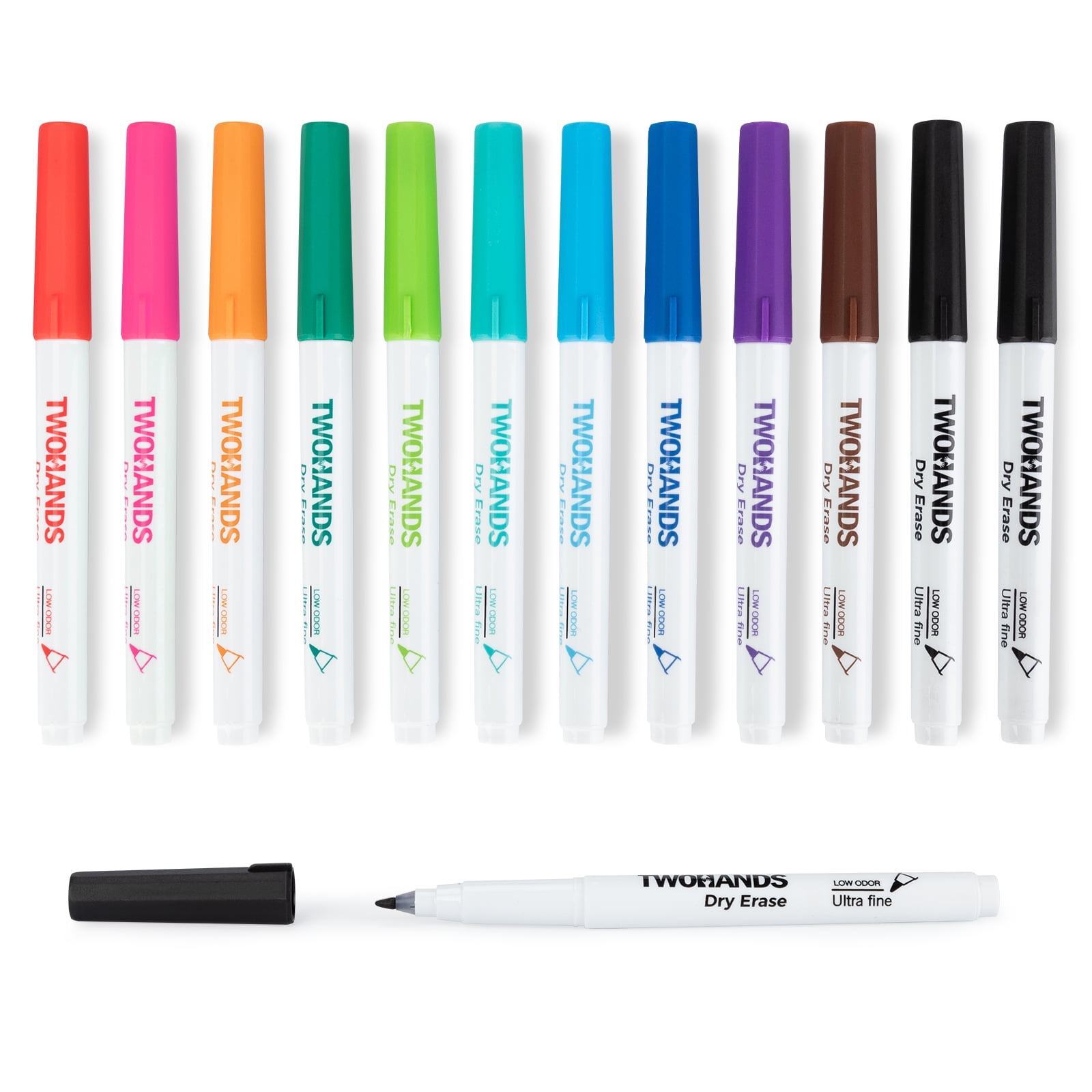 XSG Dry Erase Markers Ultra Fine Tip，0.7mm Ultra Fine Point Dry Erase  Markers，12 Assorted Colors Whiteboard Markers For Adults & Kids，Low  Odor，Extra