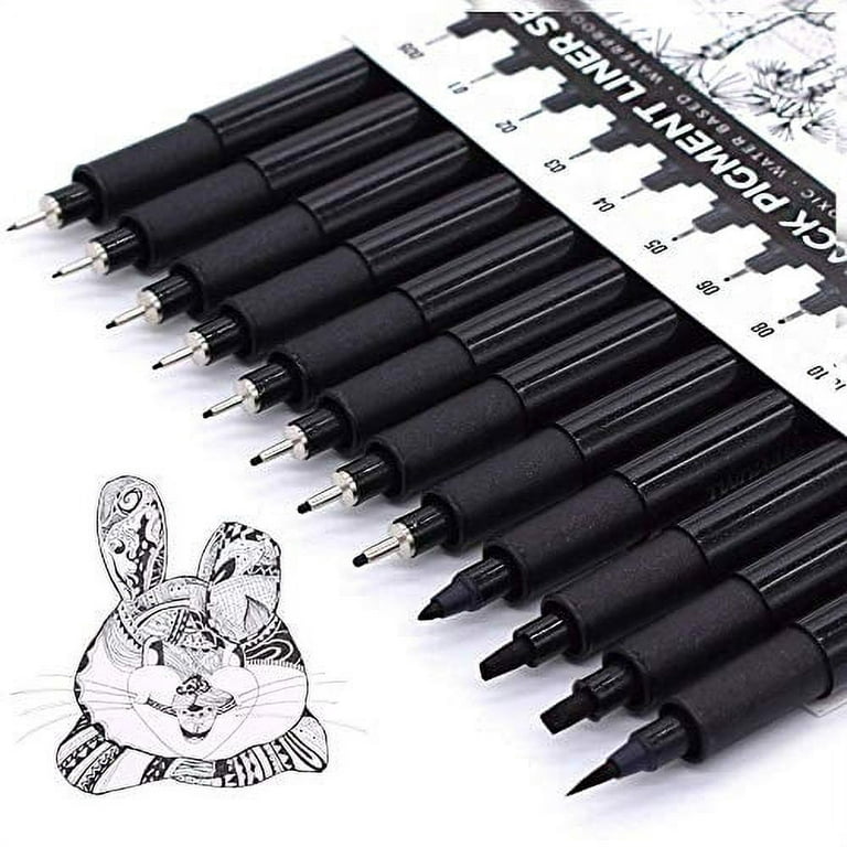TWOHANDS Set of 12 Micro Pens,Art Pens,Fineliner Ink Pens