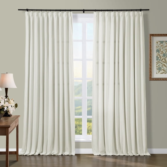 TWOPAEGS Solid Cotton Curtain 84 W X 102 L Inch Light Filtering Pinch Pleated Drape for Door Window, 1 Panel, White